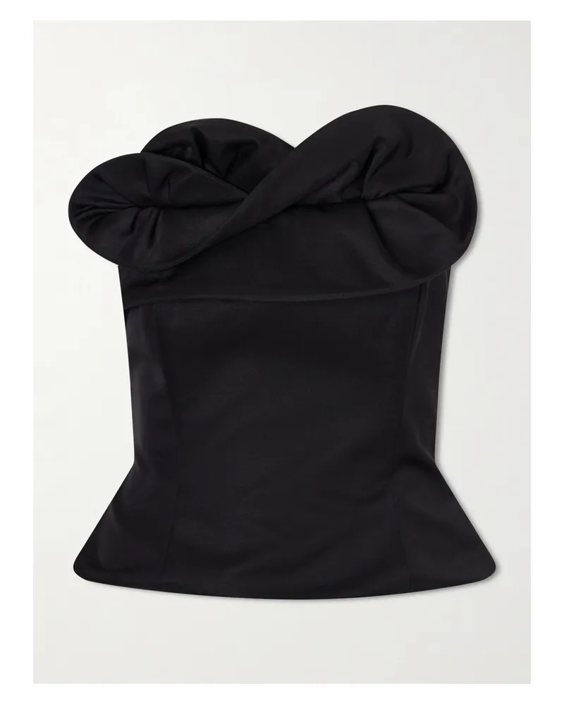 Magda Butrym Ruffled Wool And Silk-blend Corset Top - Black Black