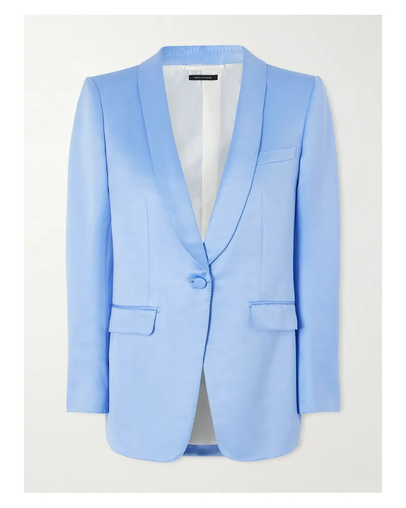 Tom Ford Blazer Aus Duchesse-satin Aus Einer Baumwoll-seidenmischung - Blau Blau