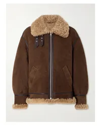 Bally Jacke aus Shearling mit Lederbesätzen Braun