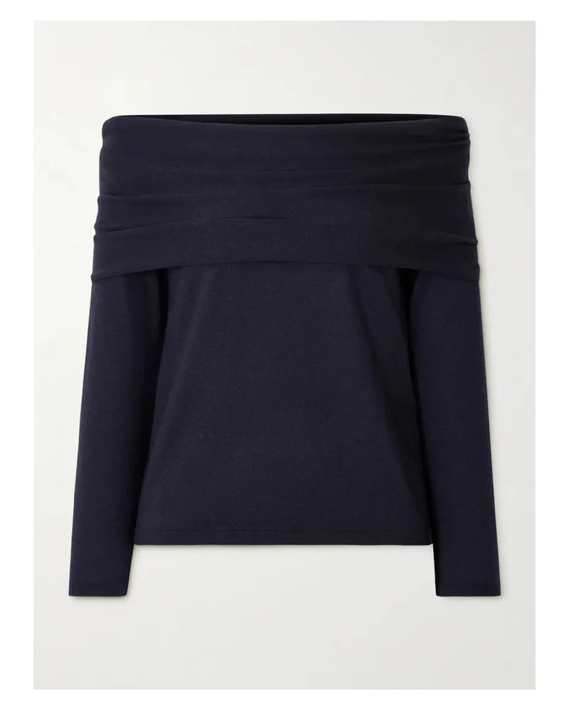 Max Mara Faretra Off-the-shoulder Gathered Cashmere Top - Blue Blue
