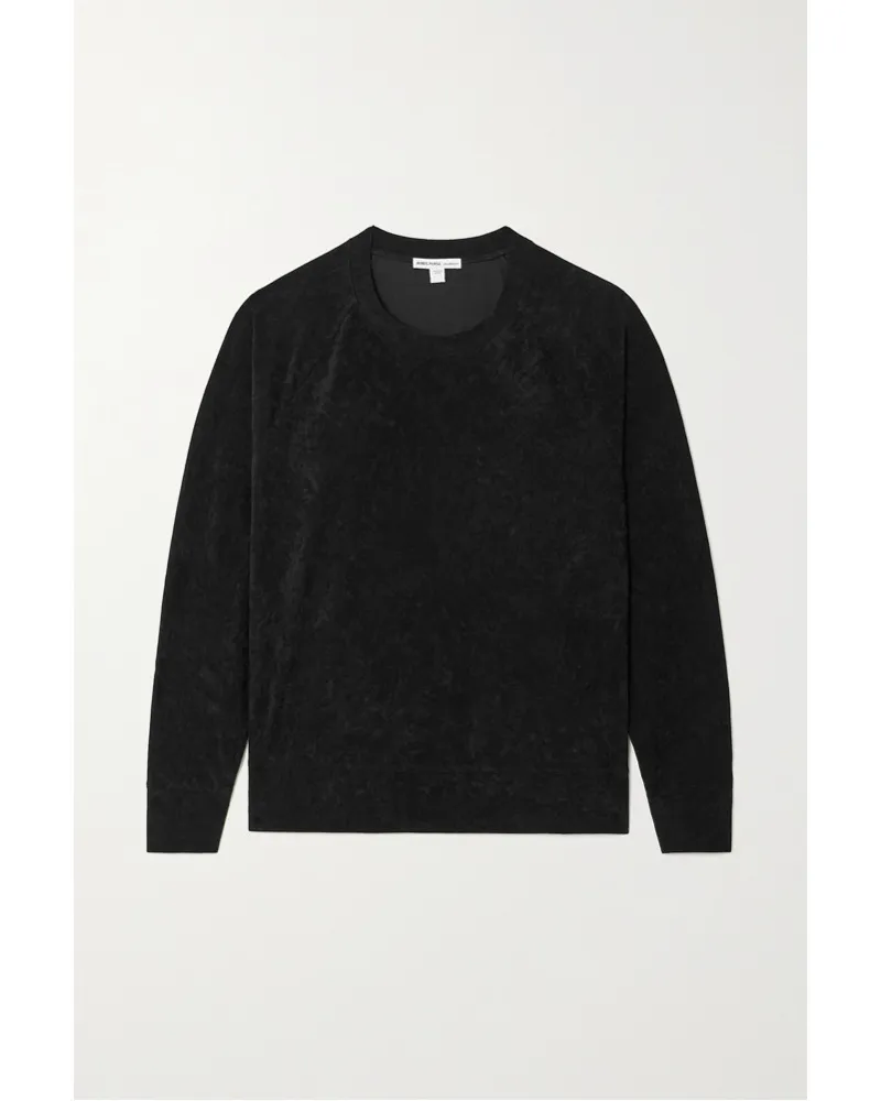 James Perse Sweatshirt aus Samt In Knitteroptik Schwarz