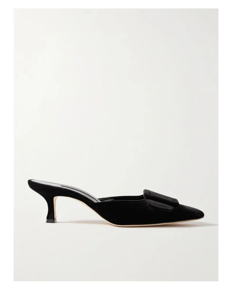 Manolo Blahnik Maysale 50 Mules Aus Samt Mit Schnalle - Schwarz Schwarz