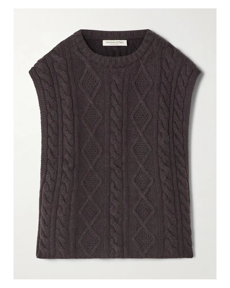 Johnstons of Elgin Zopfstrickpullunder Aus Kaschmir - Braun Braun