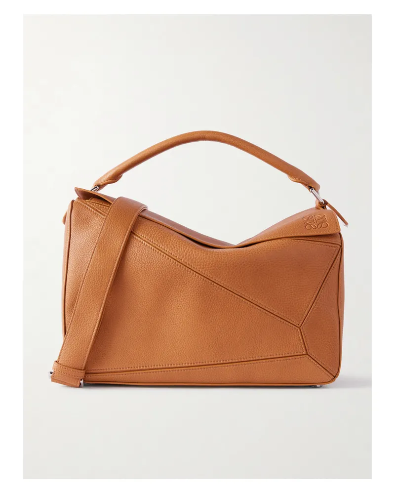 Loewe Puzzle Large Textured-leather Shoulder Bag - Brown Brown