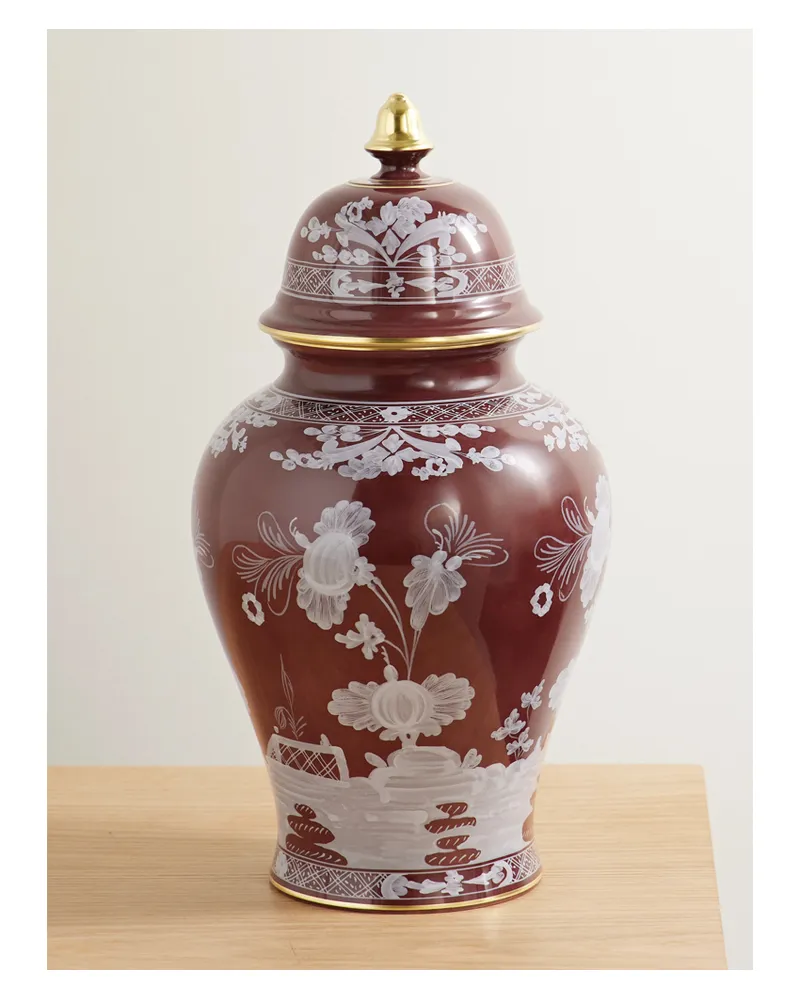 Ginori 1735 Potiche Porzellanvase Mit Vergoldeten Details - Braun Braun