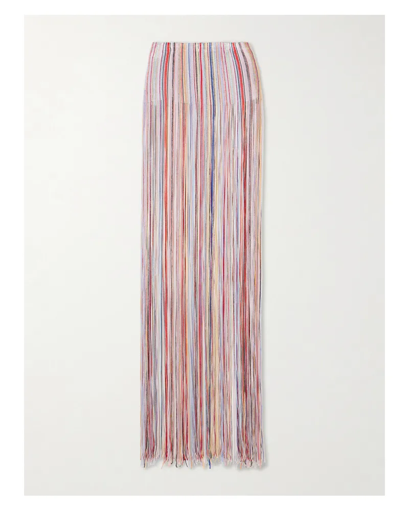 Missoni Mare Maxikleid Aus Gestreiftem Metallic-häkelstrick Mit Fransen - Mehrfarbig Mehrfarbig