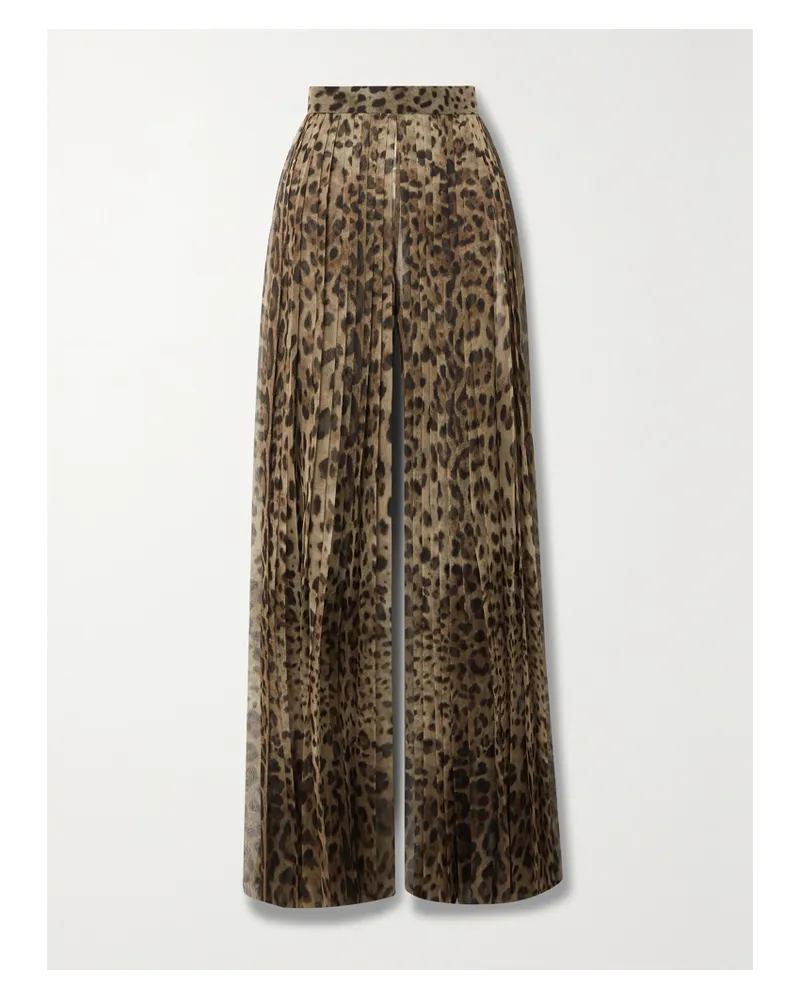 Dolce & Gabbana Hose Mit Weitem Bein Aus Plissiertem Chiffon Mit Leopardenprint - Animal-Print Animal-print