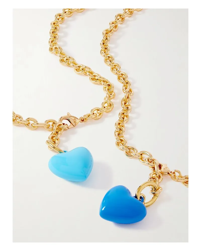 Roxanne Assoulin The Mini Happy Set Aus Zwei Goldfarbenen Ketten Mit Emaille Gold