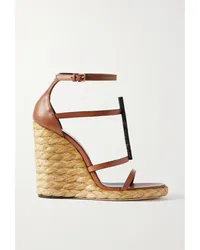 Saint Laurent Cassandra Wedges aus Leder Braun