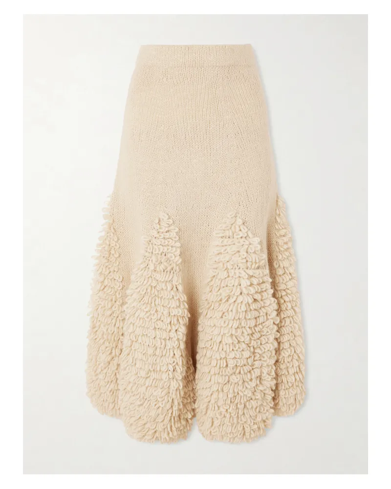 Ulla Johnson Nathalie Ruffled Alpaca-blend Bouclé Midi Skirt - Neutrals Neutrals