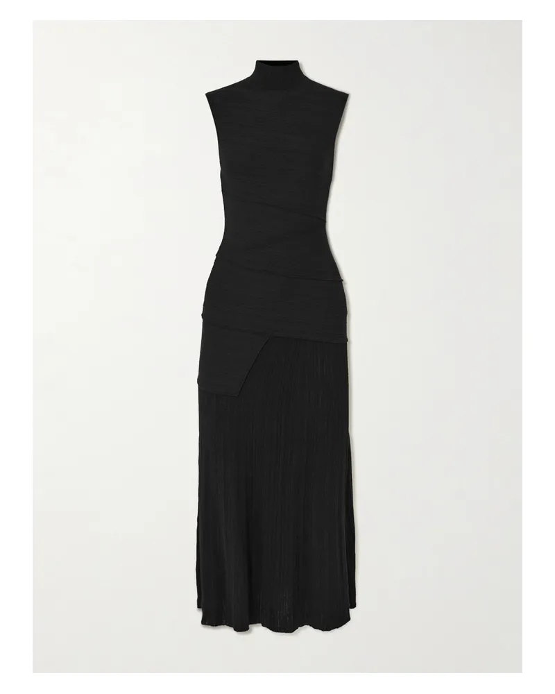 Proenza Schouler Federica Layered Ribbed-knit Midi Dress - Black Black