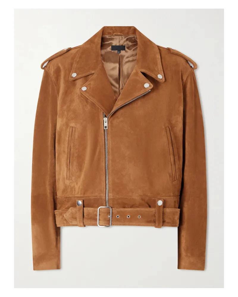 Nili Lotan Evel Suede Biker Jacket - Brown Brown