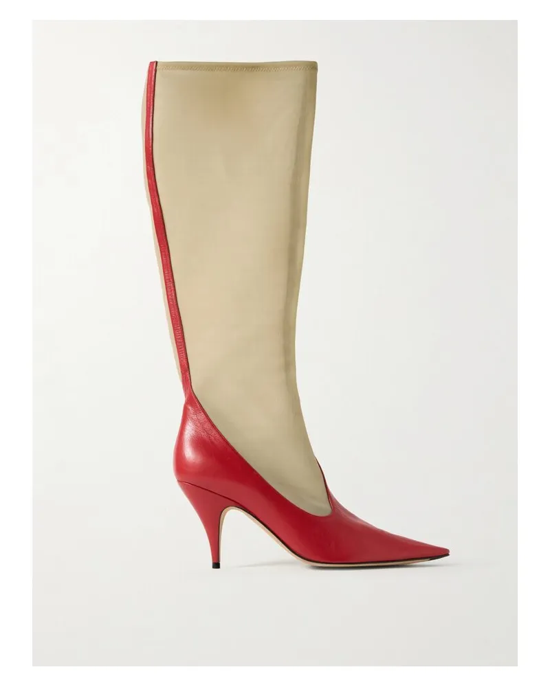 The Row Kniehohe Stiefel Aus Mesh Und Leder - Rot Rot
