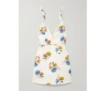 Vero Kleid Aus Faille Mit Blumenprint Und Schleifen - Weiß