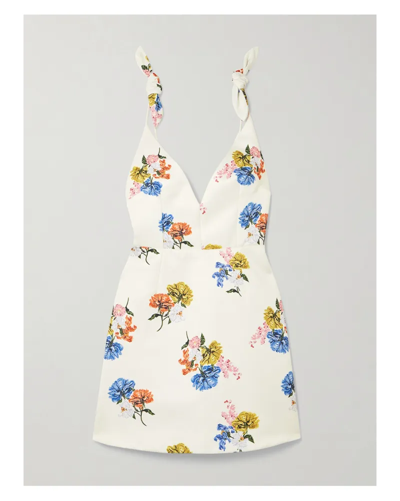EMILIA WICKSTEAD Vero Kleid Aus Faille Mit Blumenprint Und Schleifen - Weiß Weiß
