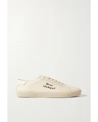 Saint Laurent Court Classic Sneakers aus Canvas und Leder in Distressed-optik Weiß