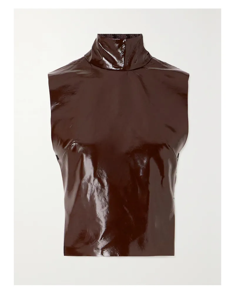 Dries van Noten Oberteil Aus Glanzleder Mit Stehkragen - Braun Braun