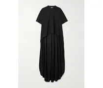 Asymmetric Cotton-blend Jersey T-shirt - Black