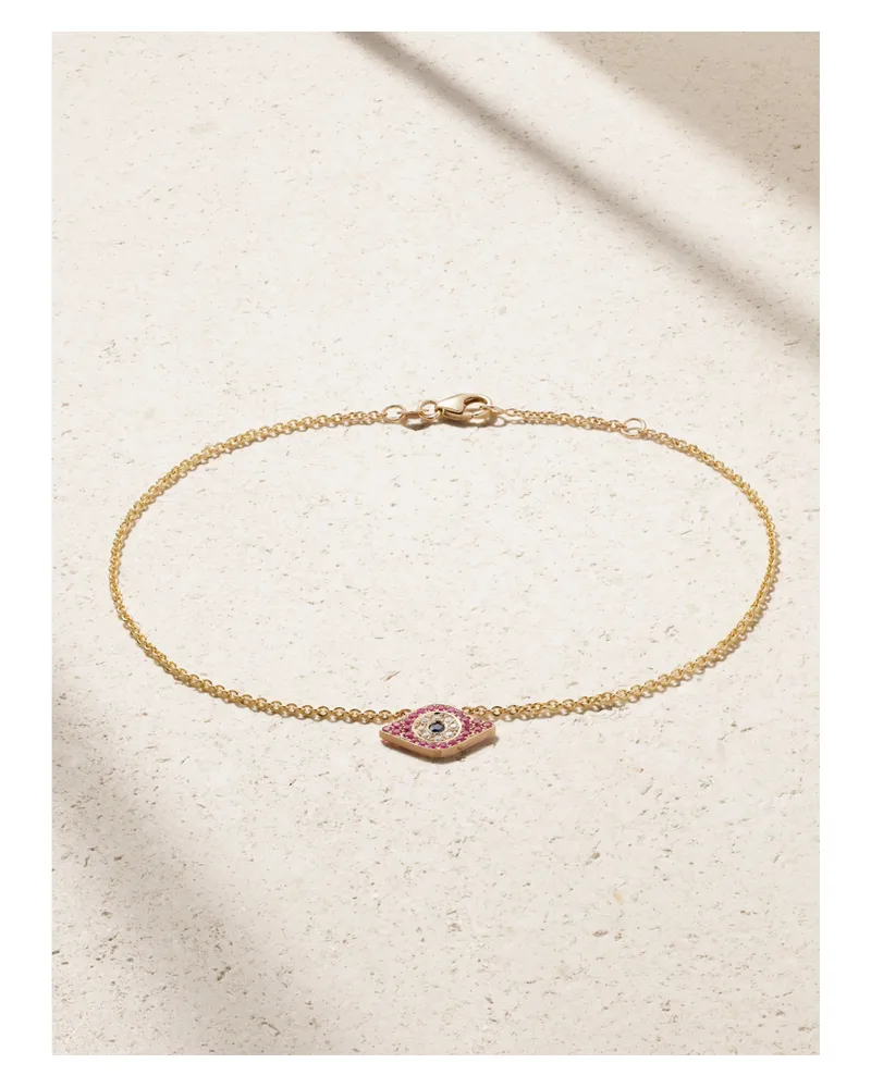 Diane Kordas Fußkettchen Aus 14 Karat Gold Mit Saphiren Und Diamanten Gold