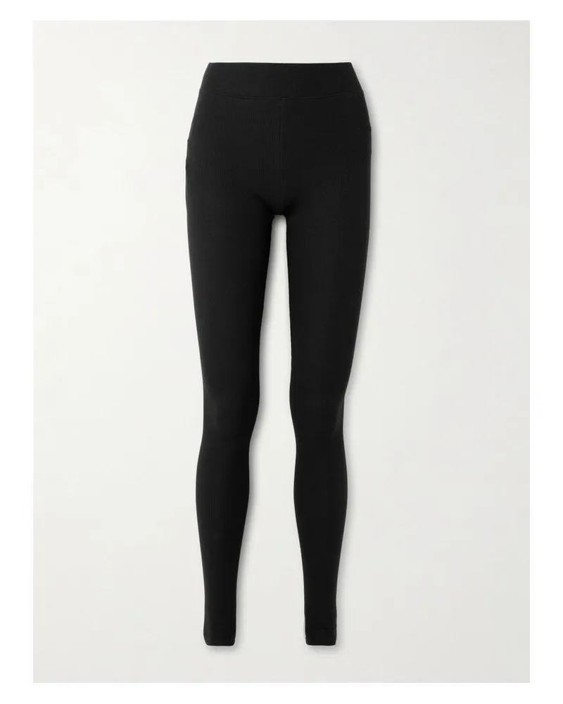 ÉTERNE Leggings Aus Geripptem Jersey Aus Einer Baumwoll-modalmischung Mit Stretch-anteil - Schwarz Schwarz
