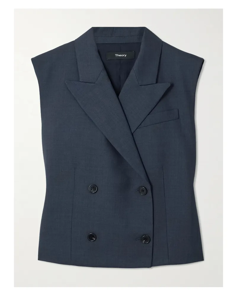 Theory Doppelreihige Weste Aus Twill - Blau Blau