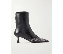 Sila Studded Leather Ankle Boots - Black