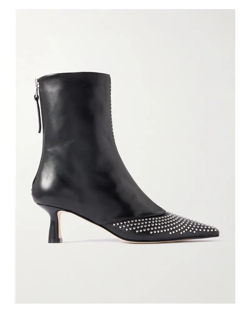 aeyde Sila Studded Leather Ankle Boots - Black Black