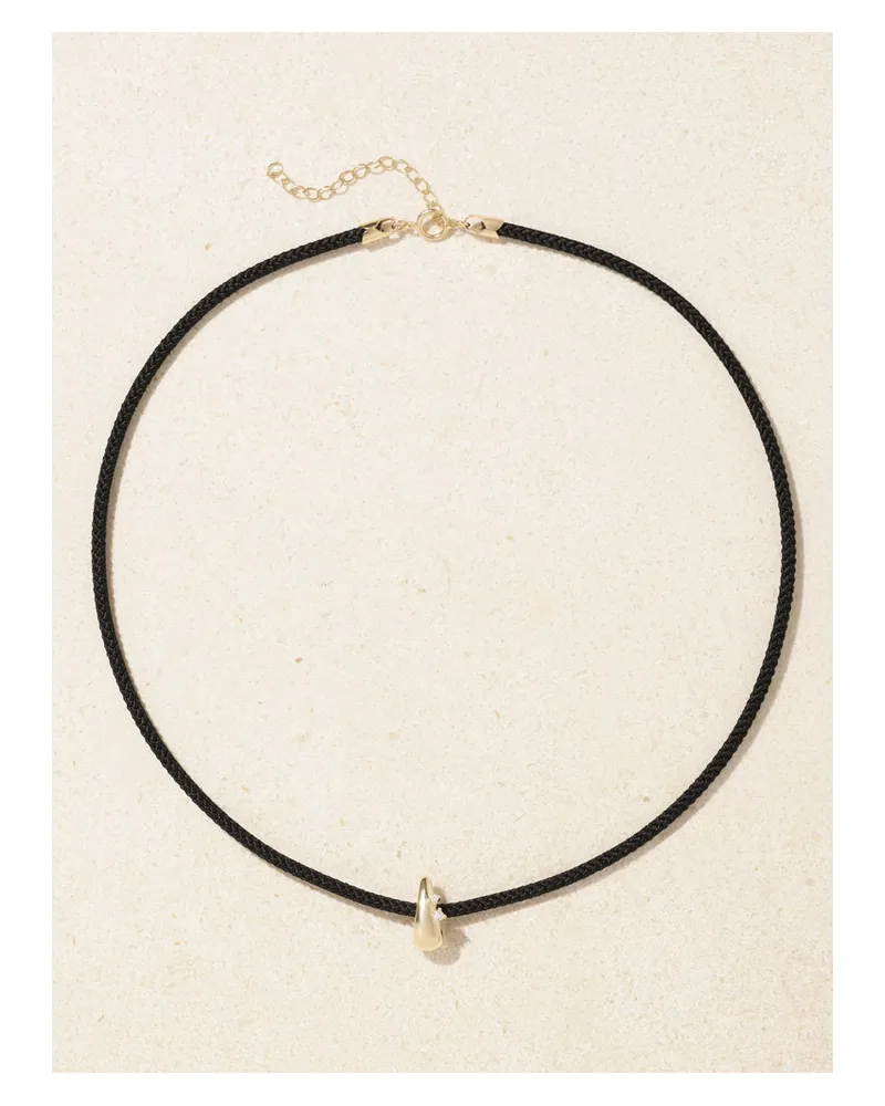 MIZUKI 14-karat Gold, Cord And Diamond Necklace - Black Black