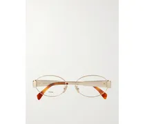 Triomphe Goldfarbene Brille Mit Ovalem Rahmen