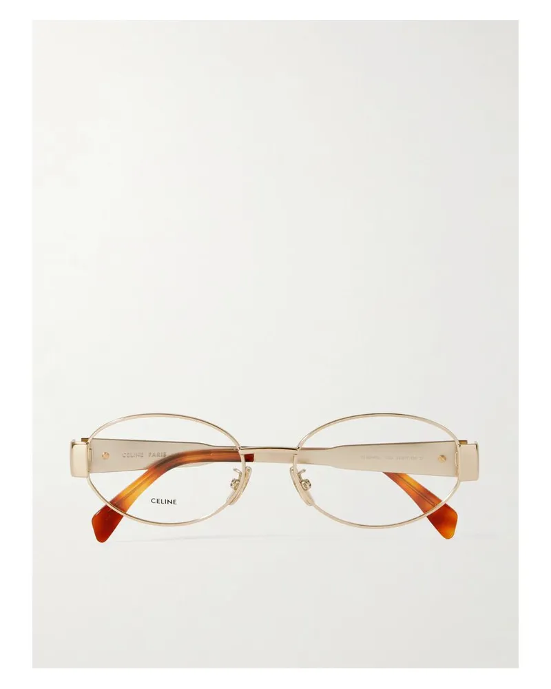 Celine Triomphe Goldfarbene Brille Mit Ovalem Rahmen Gold