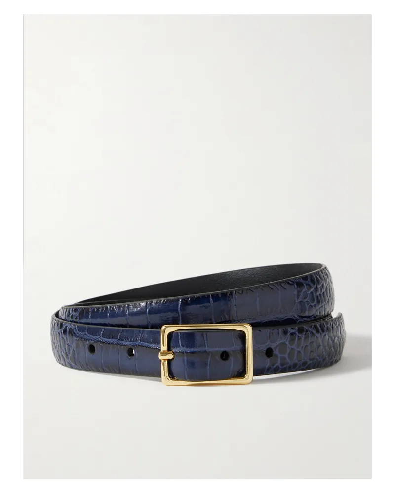 Anderson's Gürtel Aus Leder Mit Krokodileffekt - Blau Blau