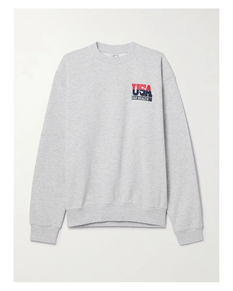 SPORTY & RICH Adidas Originals Sweatshirt Aus Jersey Aus Einer Baumwollmischung Mit Prints - Grau Grau