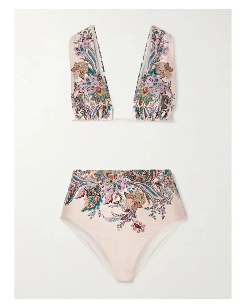 Zimmermann Rhiannon Bikini-oberteil Mit Blumenprint - Wollweiß Wollweiß