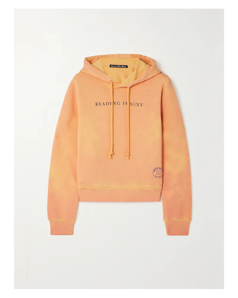 Acne Studios Hoodie Aus Wärmereaktivem Biobaumwoll-jersey Mit Print - Orange Orange