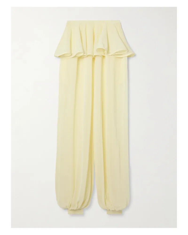 Alaïa Hose Aus Georgette Mit Falten Und Schößchen - Gelb Gelb