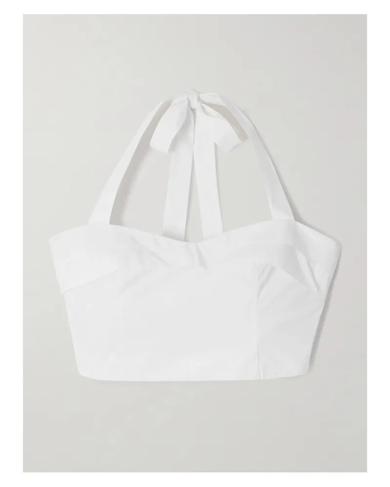 Posse Rue Cotton-poplin Halterneck Bustier Top - Cream Cream