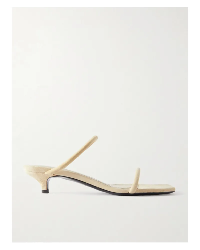 Totême The Minimalist Mules aus Veloursleder Ecru