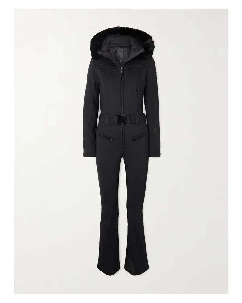 GOLDBERGH Parry Skianzug Mit Kapuze, Gürtel Und Besatz Aus Faux Fur - Schwarz Schwarz