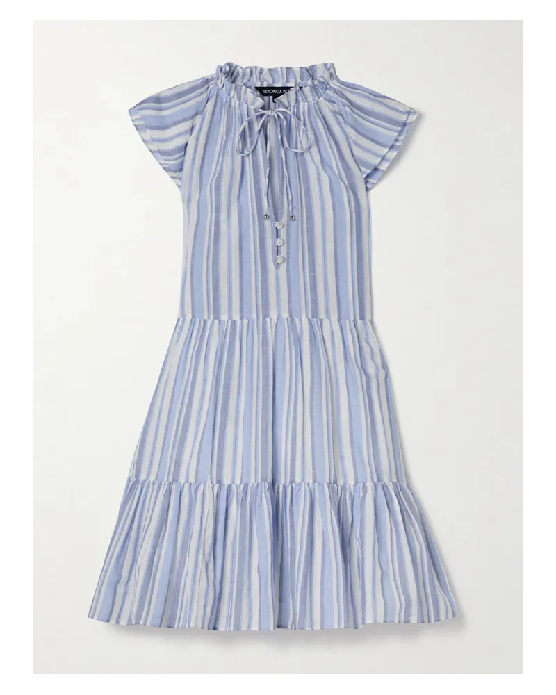 Veronica Beard Zee Minikleid Aus Gestreifter Baumwolle - Blau Blau