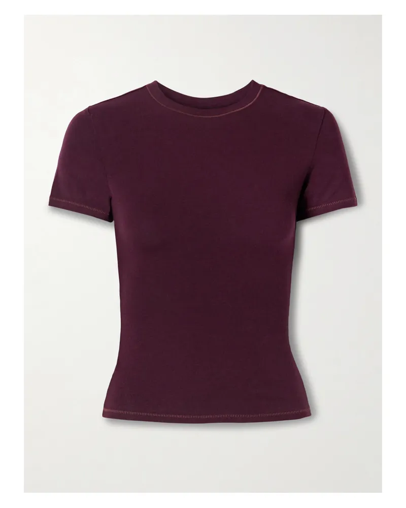 SKIMS Cotton Jersey T-shirt – Currant – T-shirt Aus Baumwoll-jersey Mit Stretch-anteil - Lila Lila