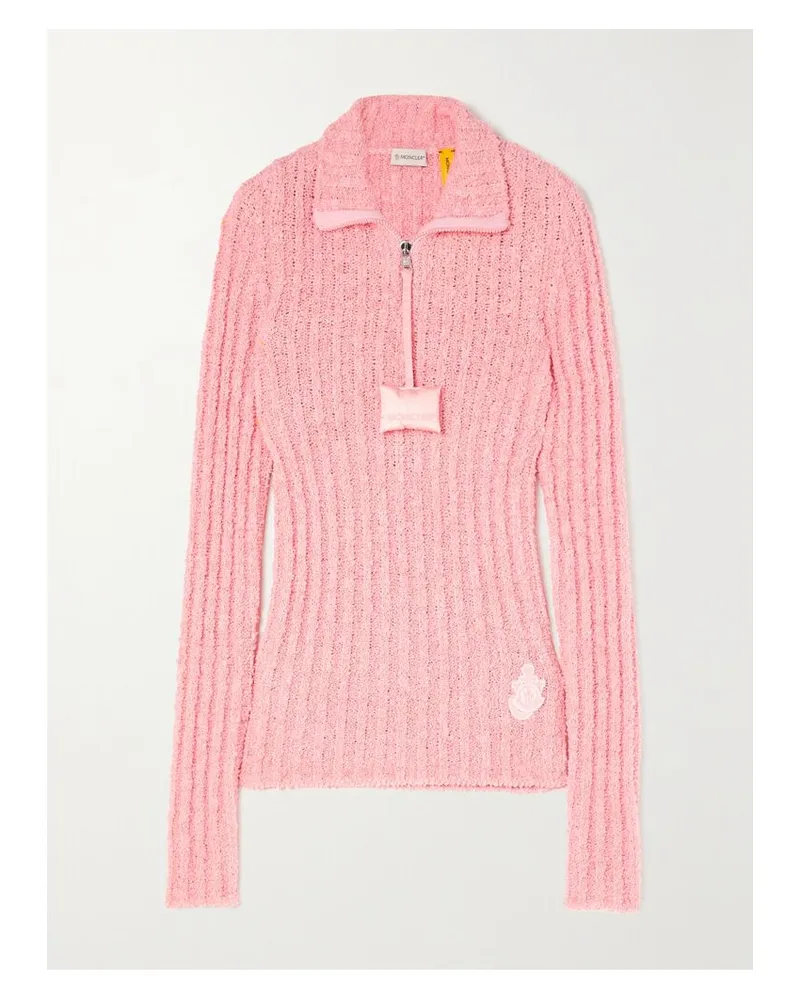 Moncler Jw Anderson Pullover Aus Geripptem Bouclé Aus Einer Baumwollmischung Mit Applikation - Rot Rot