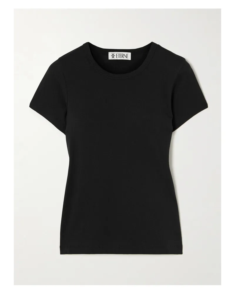 ÉTERNE Short Sleeve Baby Tee Cotton And Modal-blend Jersey T-shirt - Black Black