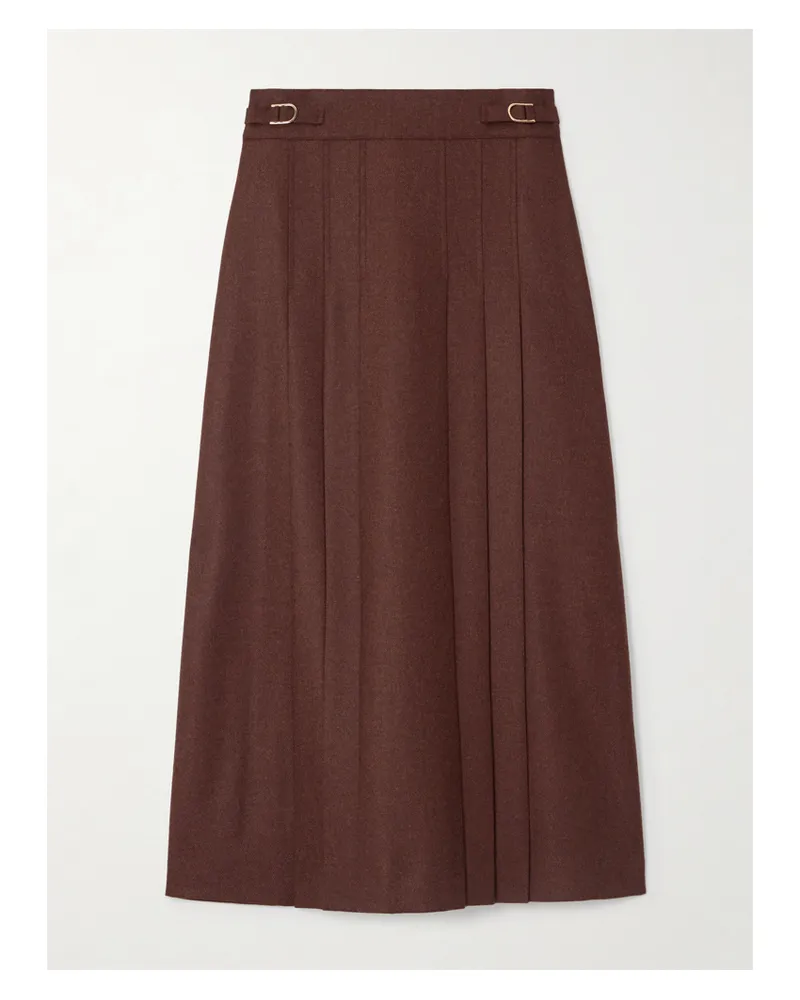 Gabriela Hearst Wesley Midirock Aus Twill Aus Einer Woll-kaschmirmischung Mit Falten - Braun Braun