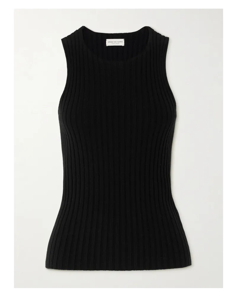 Dries van Noten Tanktop aus Geripptem Kaschmir Schwarz