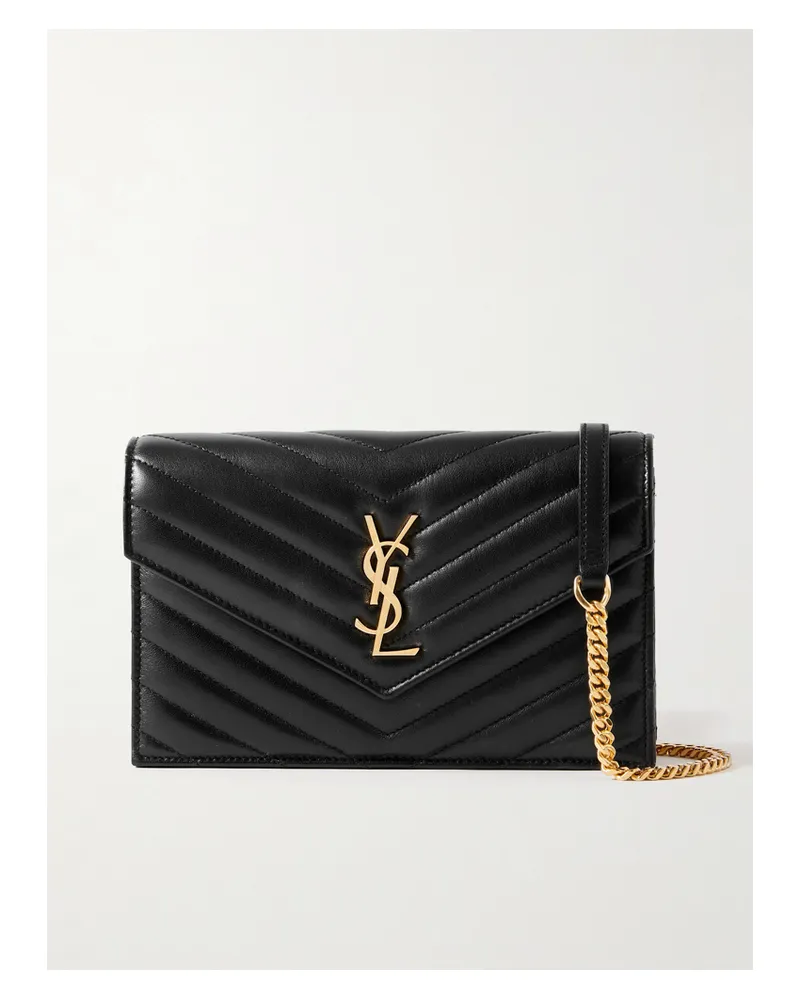 Saint Laurent Cassandre Envelope Matelassé Leather Shoulder Bag - Black Black