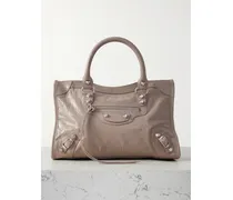 Le City Small Embellished Textured-leather Tote - Neutrals