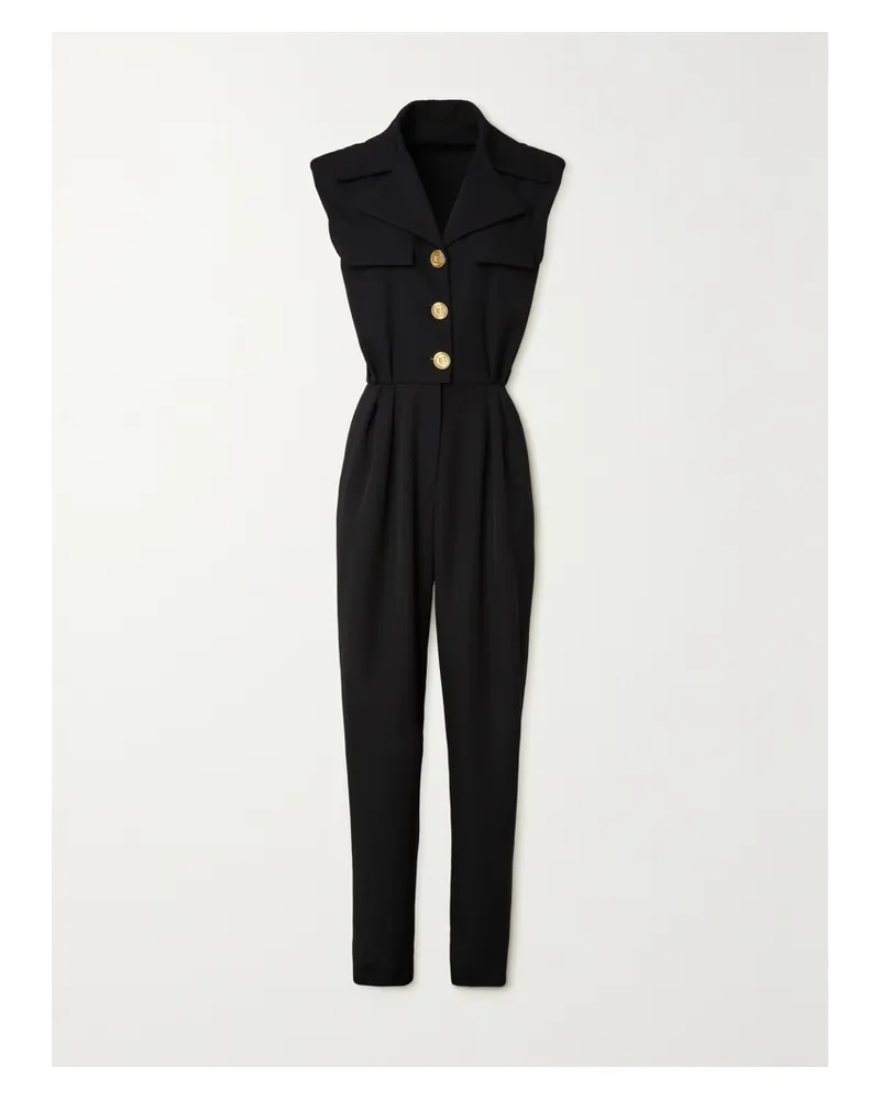 Balmain Jumpsuit Aus Grain De Poudre Aus Wolle Mit Knöpfen - Schwarz Schwarz