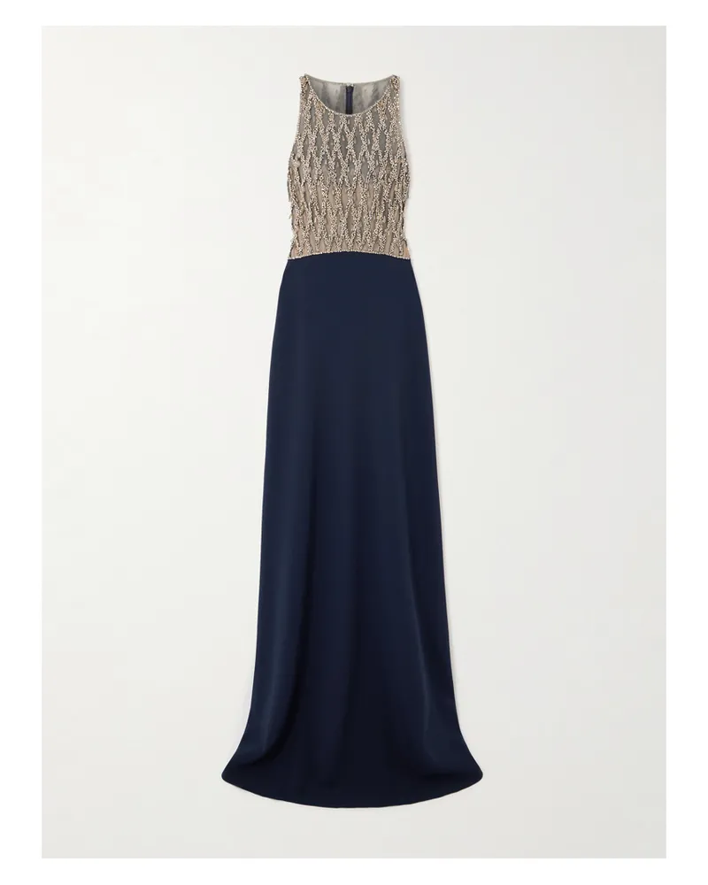 Jenny Packham Dewdrop Robe Aus Crêpe Mit Tüllbesatz Und Kristallen - Blau Blau