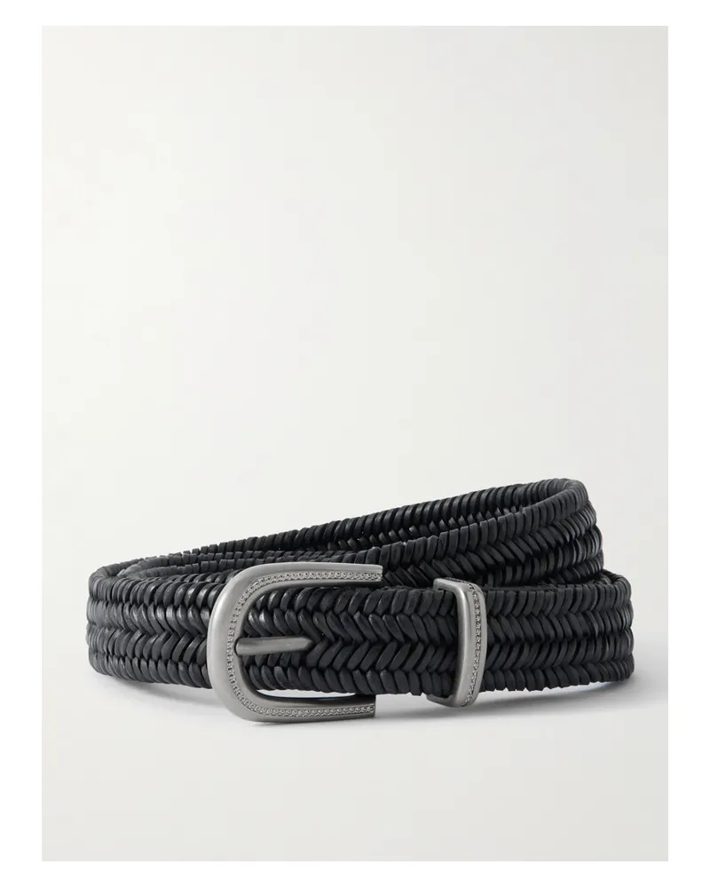 Brunello Cucinelli Woven Leather Belt - Black Black