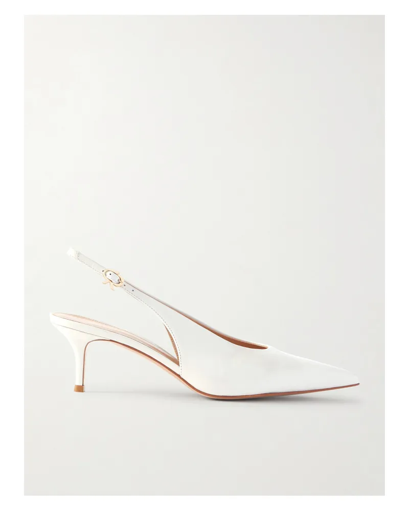 Gianvito Rossi Robbie 55 Polished-leather Slingback Pumps - Neutrals Neutrals